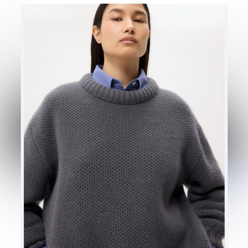 3.1 Phillip Lim Roll Neck Cropped Wool Blend Sweater in charcoal